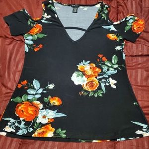 Black and floral shirt
